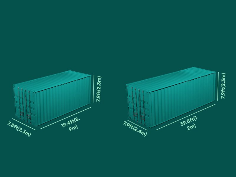 ابعاد کانتینر 40 فوت و 20 فوت